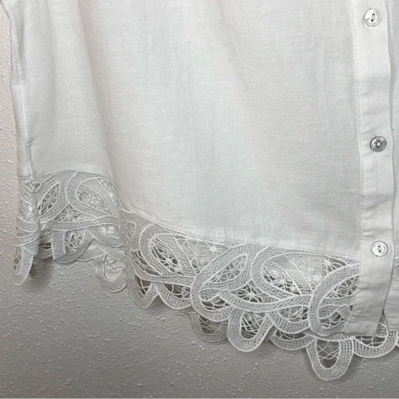 American Eagle Outfitters White Linen Oversized Crop Shirt Sz M - Picture 3 of 7